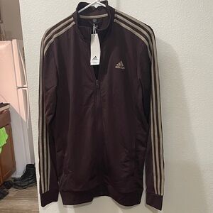 Adidas Men's Dark Brown Zip-Up Sweater